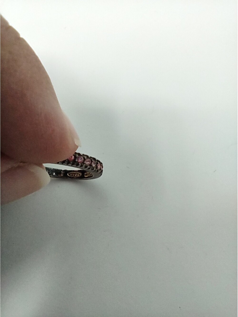 Avon Sterling Silver 925 Pink CZ Eternity Band Ring Sz 7 - Picture 8 of 8